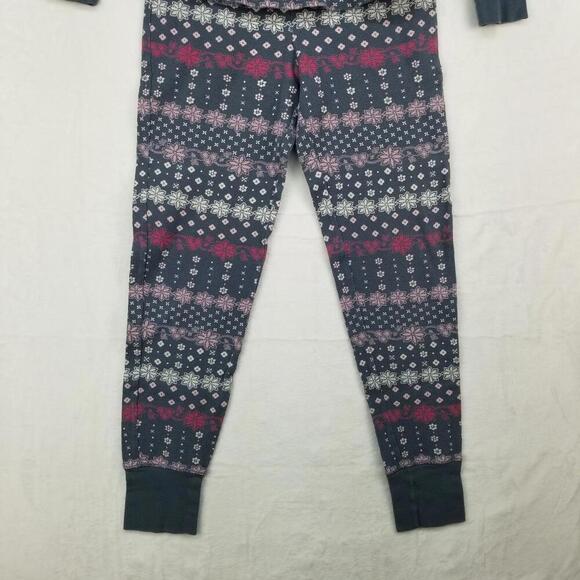 Victorias Secret Thermal Henley PJ Set Small Gray Pink White Waffle Knit Pajamas - Picture 5 of 13